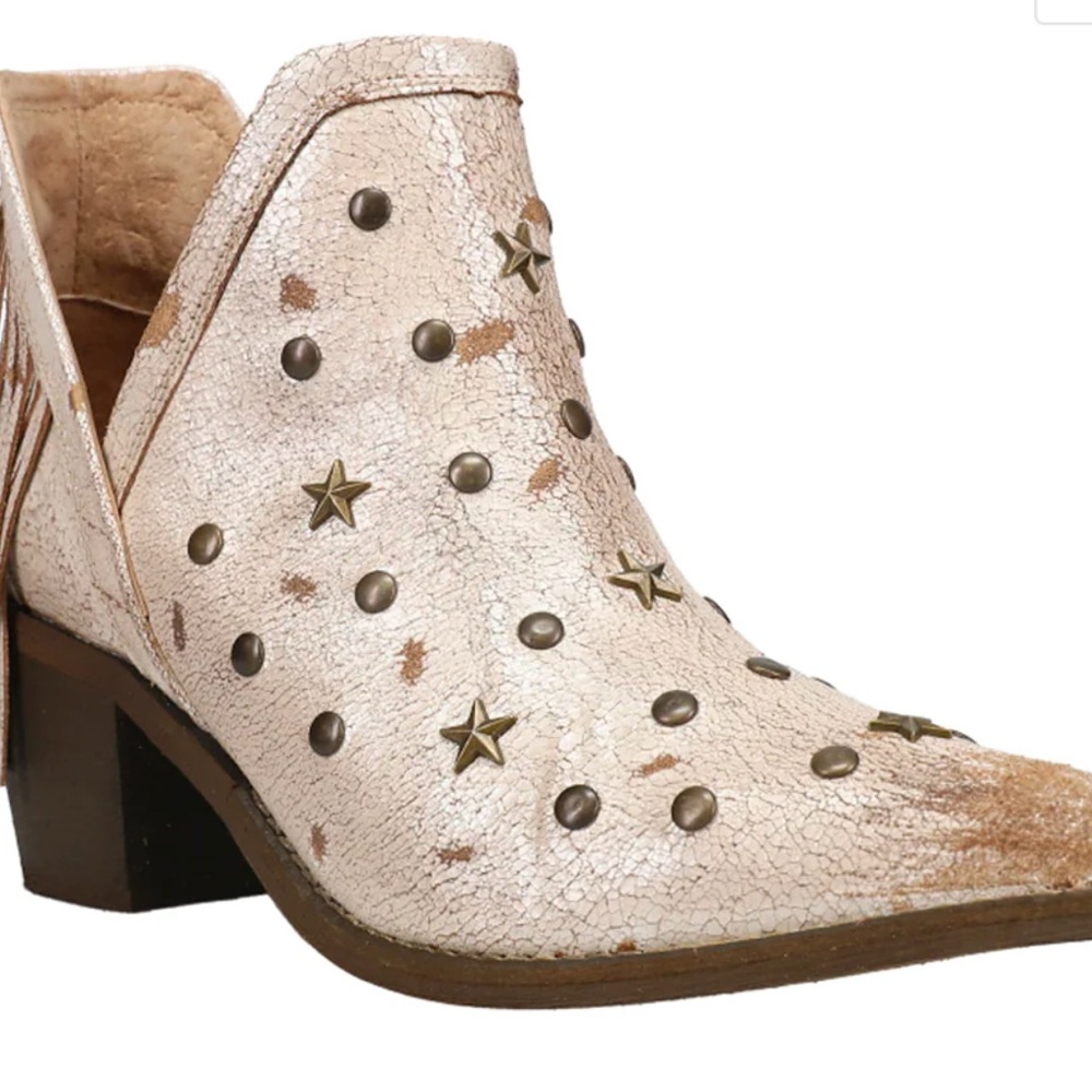 Circle G Silver Studded Fringe Ankle Boots - Picture 5 of 10